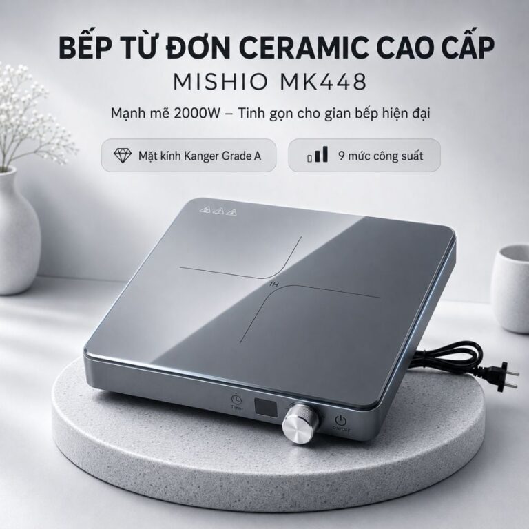 Bếp Từ Đơn Mishio MK448 Công Suất 2000W - Mặt Kính Kanger Hạng A