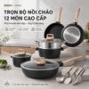 Hình ảnh chi tiết: Bộ Nồi Chảo Chống Dính 12 Món Mishio MK468 – Phủ Granite Cao Cấp, Đáy Từ Đa Năng