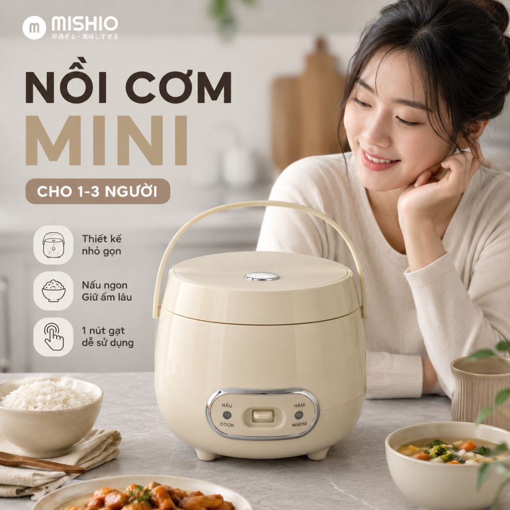 Nồi cơm điện 1.2L Mishio MK387