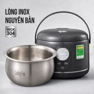 Nồi cơm điện lòng inox 304 Mishio MK451 / MK452 (1,2 / 1,8L) không phủ chống dính