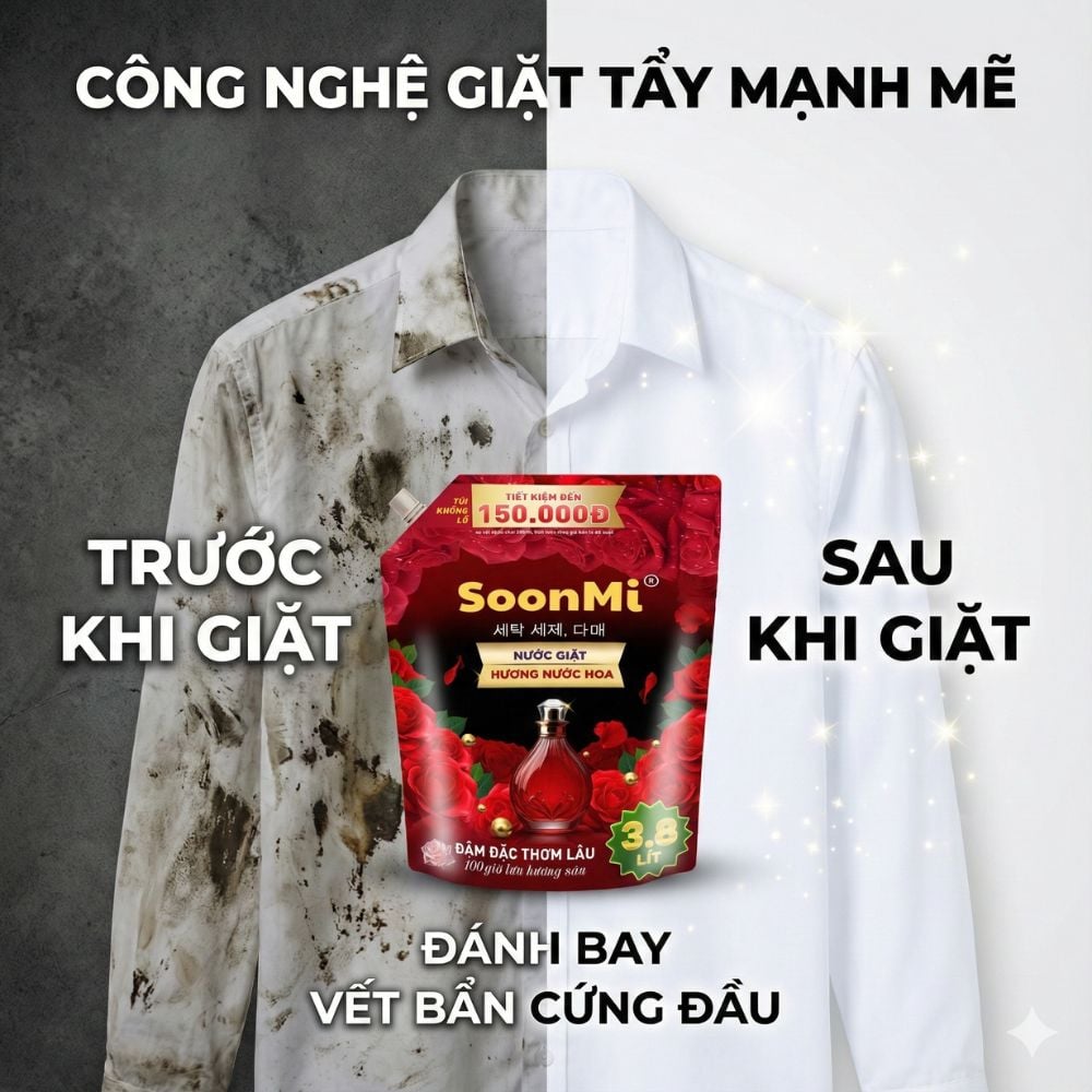 Nước giặt Soonmi dạng lỏng túi 3,8L