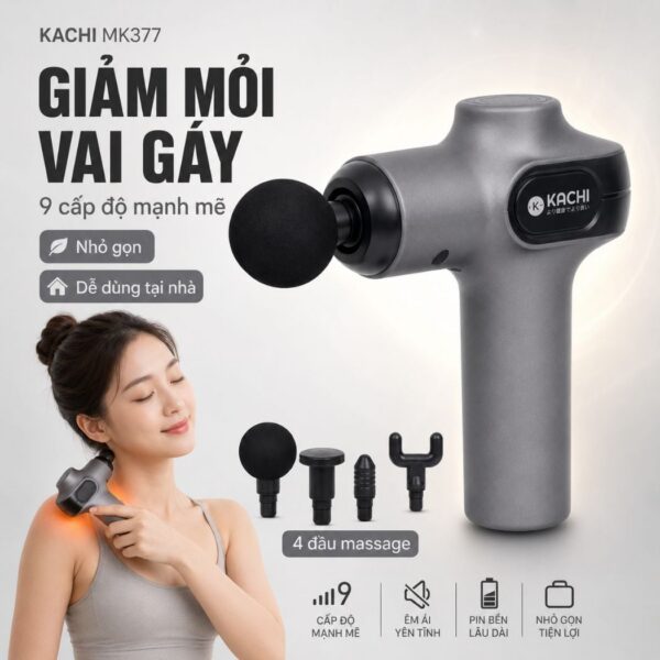 Máy massage cầm tay Kachi MK377 với 9 cấp độ rung