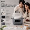 Hình ảnh chi tiết: Nồi nấu chậm lòng sứ 3L Mishio MK397 kèm xửng hấp và 4 thố sứ tiện lợi không lo cháy khét hay bong tróc chống dính