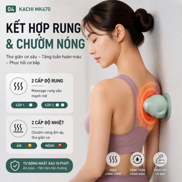 Máy Massage Cổ Vai Gáy Hít Tường Kachi MK470 - Bóng massage huyệt đạo lưng vai