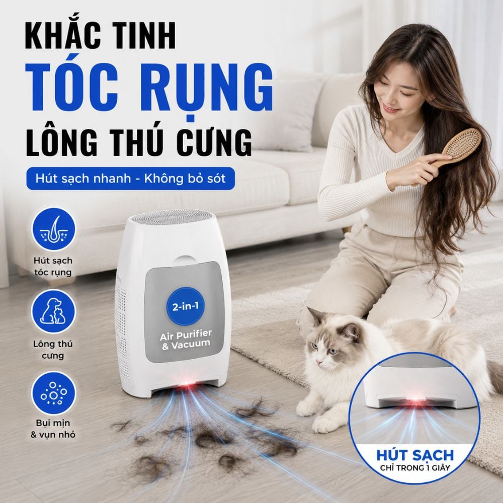 Trạm Hút Rác Quét Nhà Tự Động Kachi MK888: Tích Hợp Máy Lọc Không Khí, Hút Lông Thú Cưng & Hút Tóc Chuyên Dụng