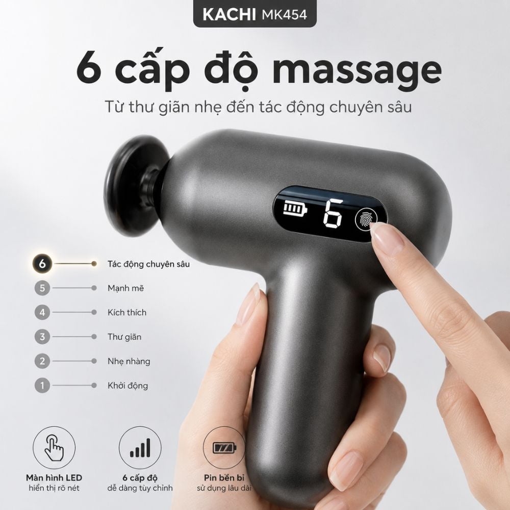 Súng massage Kachi MK454 và đầu massage