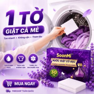 Nước Giặt Cô Đặc SoonMi Hương Lavender - Công Nghệ Giặt Tẩy Thế Hệ Mới (Hộp 30 Tờ) MK