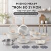 Hình ảnh chi tiết: Bộ Nồi Chảo Chống Dính 21 Món Mishio MK469 – Trắng Kem Thanh Lịch, An Toàn Chuẩn FDA