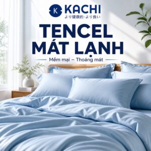 Bộ Drap Lụa Tencel 100% – Mát Lạnh, Mềm Mịn (Size 1m6/1m8 – Bọc Nệm Dày 20cm) MK445 Kachi