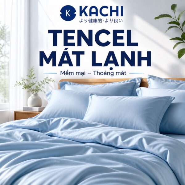 Bộ Drap Lụa Tencel 100% – Mát Lạnh, Mềm Mịn (Size 1m6/1m8 – Bọc Nệm Dày 20cm) MK445 Kachi