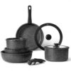 Hình ảnh chi tiết: Bộ Nồi Chảo Đá Gốm Chống Dính Mishio 15 Món (5 Nồi Chảo) MK467- Tay Cầm Tháo Rời Thông Minh, Không Chứa PFAS/PTFE, Tương Thích Mọi Loại Bếp