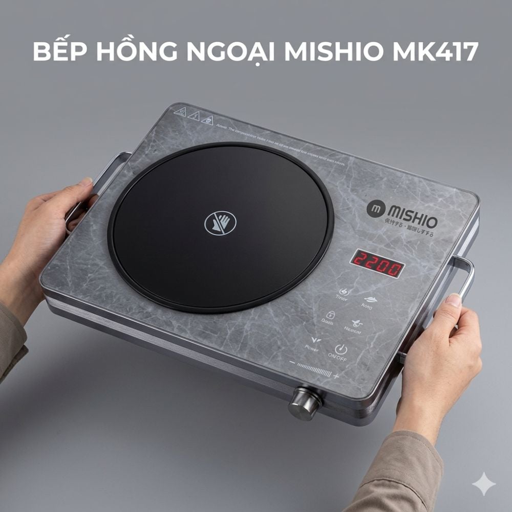 Bếp hồng ngoại Mishio MK417 mặt kính cường lực cao cấp