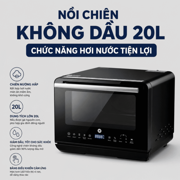 Lò Chiên Không Dầu Kết Hợp Hơi Nước Mishio MK318 20 Lít