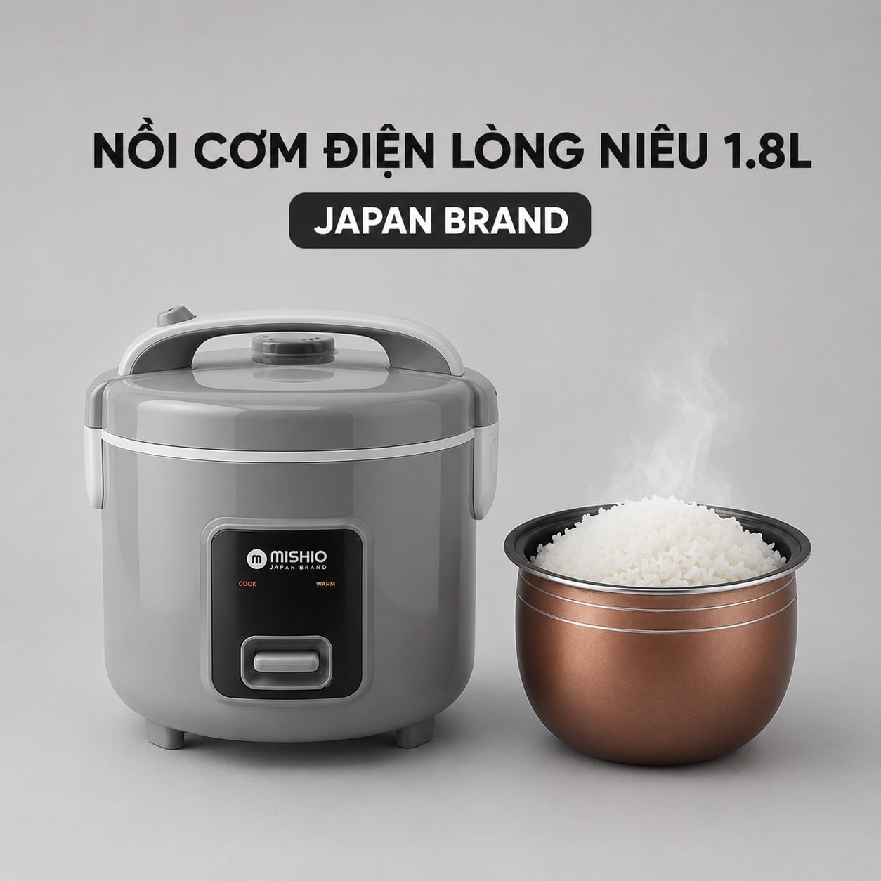 Nồi Cơm Điện Lòng Niêu Mishio MK411 – Dung tích 1 Lít 8