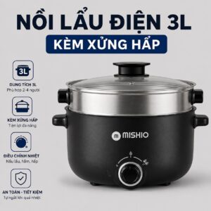 Nồi Lẩu 4L Mishio MK328 có xửng hấp
