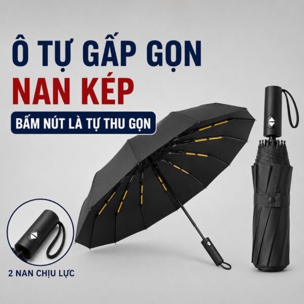 Dù tự gấp gọn 24 nan rộng 110cm chống UV MK376