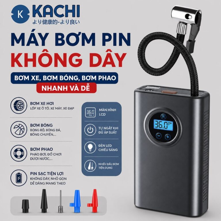 Máy bơm pin Kachi MK374 – 120W, pin 3600mAh, 150 PSI