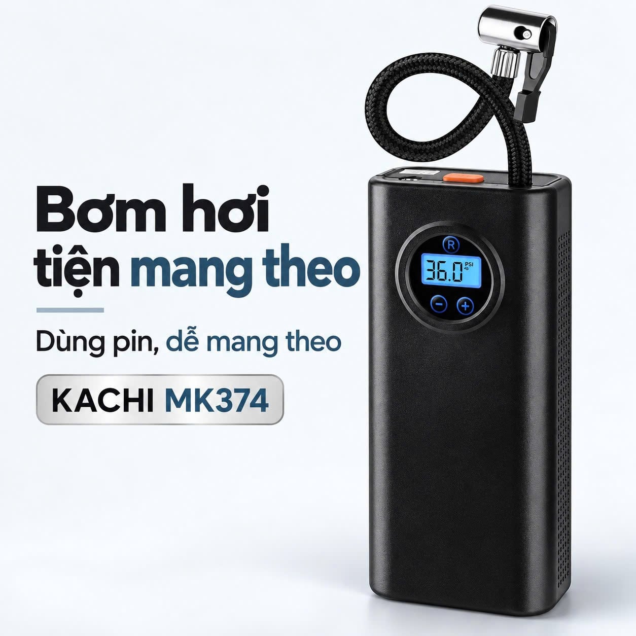 Máy bơm pin Kachi MK374 – 120W, pin 3600mAh, 150 PSI