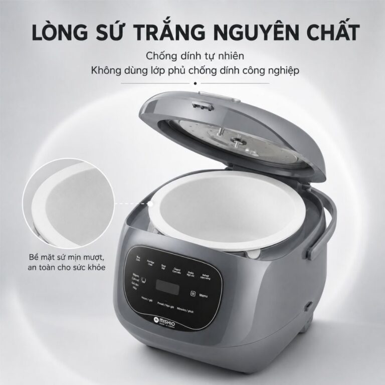 Nồi cơm điện lòng sứ Mishio MK381 1,2L