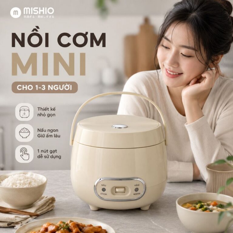 Nồi cơm điện Mishio MK387 1,2L, lòng chống dính