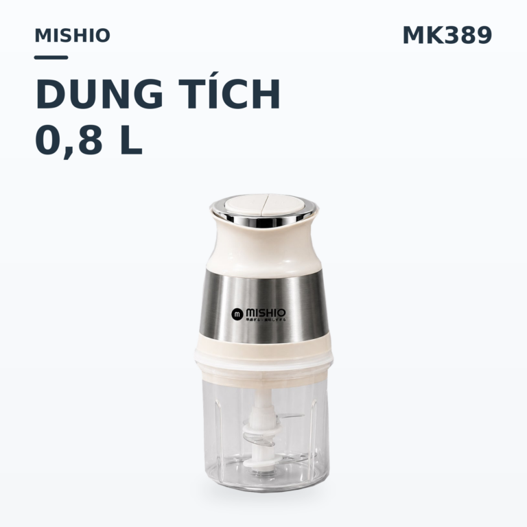 Máy Xay Mini Mishio MK389 - Dung Tích 0.8L, Xay Đồ Ăn Dặm, Gia Vị, Đồ Khô, Công Suất 250W Mạnh Mẽ