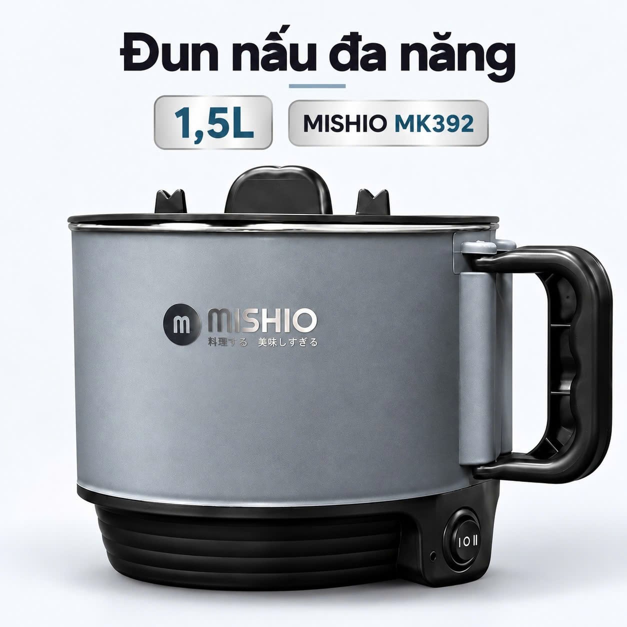 Nồi lẩu điện mini Mishio MK392 1,5L – 600W, lòng inox 304