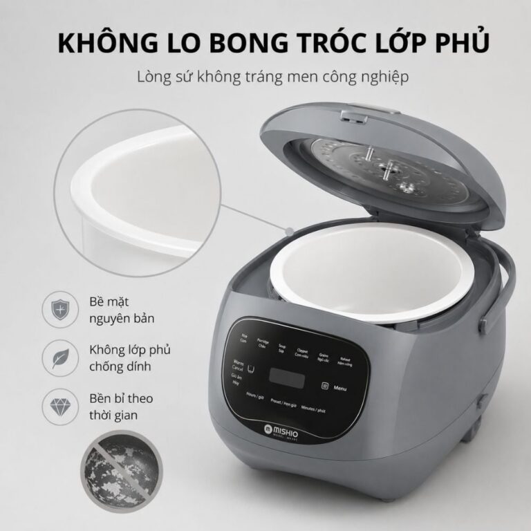 Nồi cơm điện lòng sứ Mishio MK365 0,8L