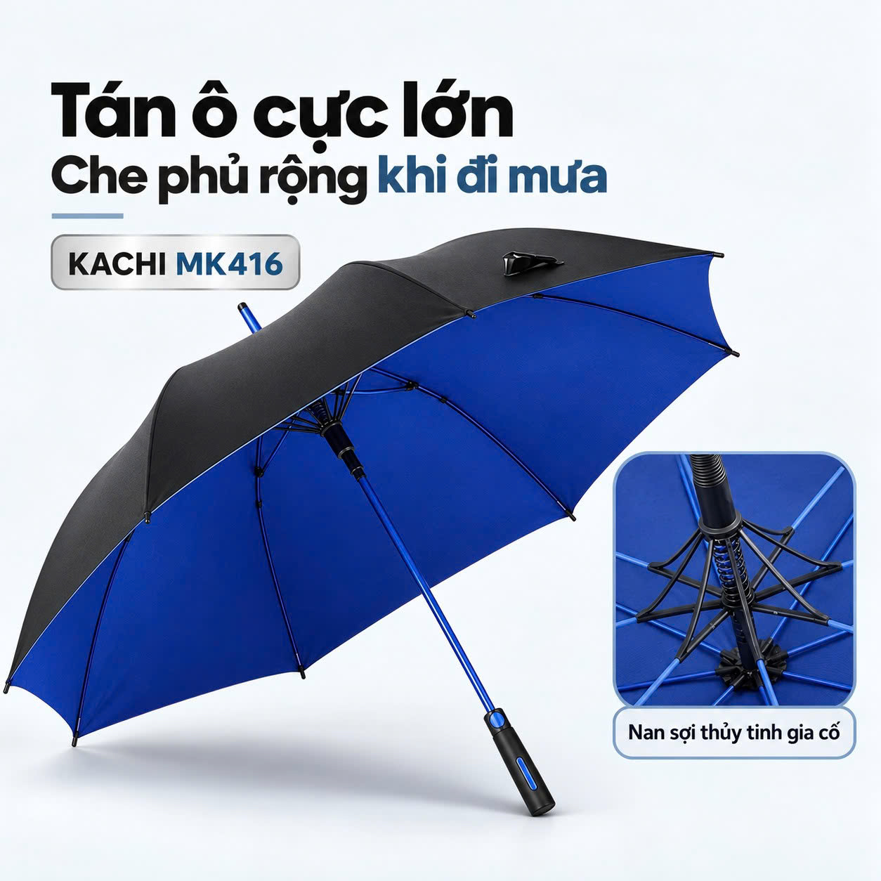 Ô gập tự động Kachi MK416 – 8 nan, vải polyester 2 lớp