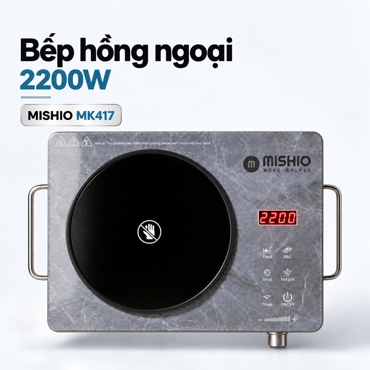 Bếp hồng ngoại Mishio MK417 2200W, cảm ứng tiếng Việt