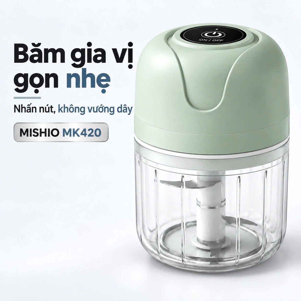 Máy xay tỏi ớt pin sạc Mishio MK420 250ml