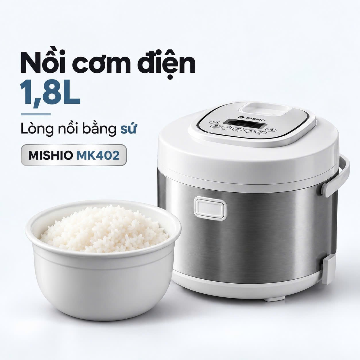Nồi cơm điện lòng sứ Mishio MK402 1,8L