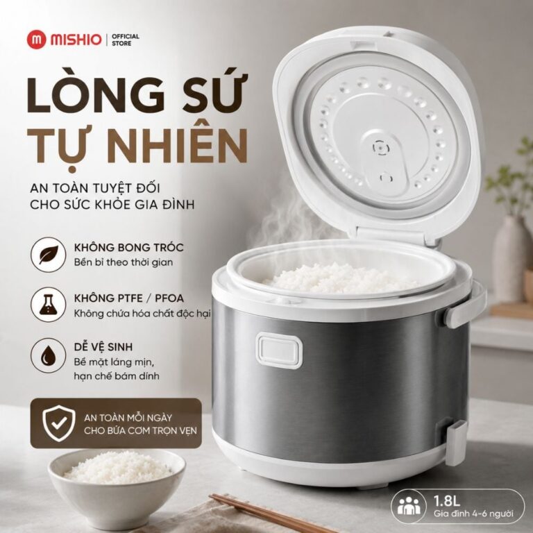 Nồi cơm điện lòng sứ Mishio MK402 1,8L