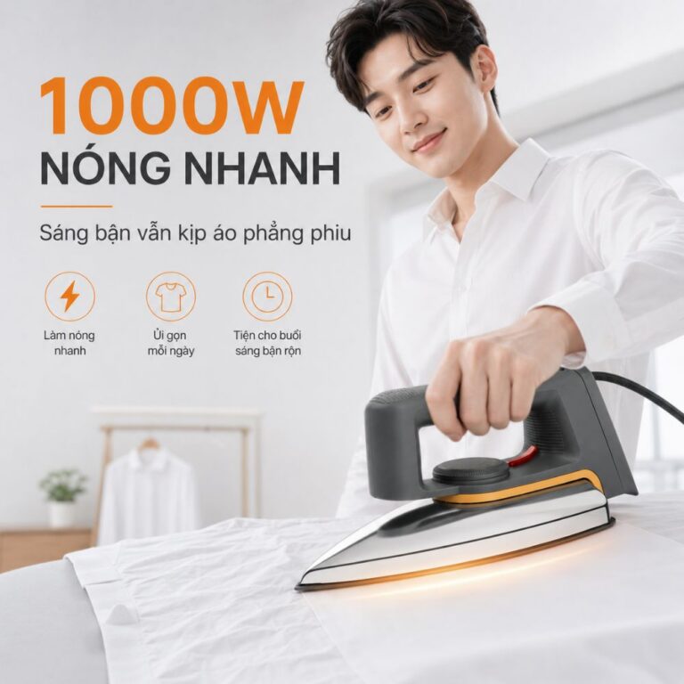 Bàn ủi khô Kachi MK423 1000W – Núm chỉnh nhiệt