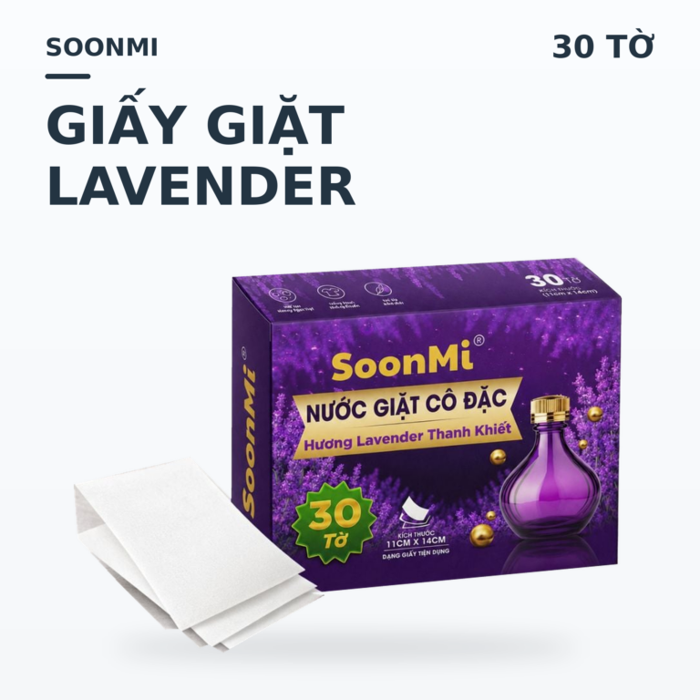 Nước Giặt Cô Đặc SoonMi Hương Lavender - Công Nghệ Giặt Tẩy Thế Hệ Mới (Hộp 30 Tờ) MK