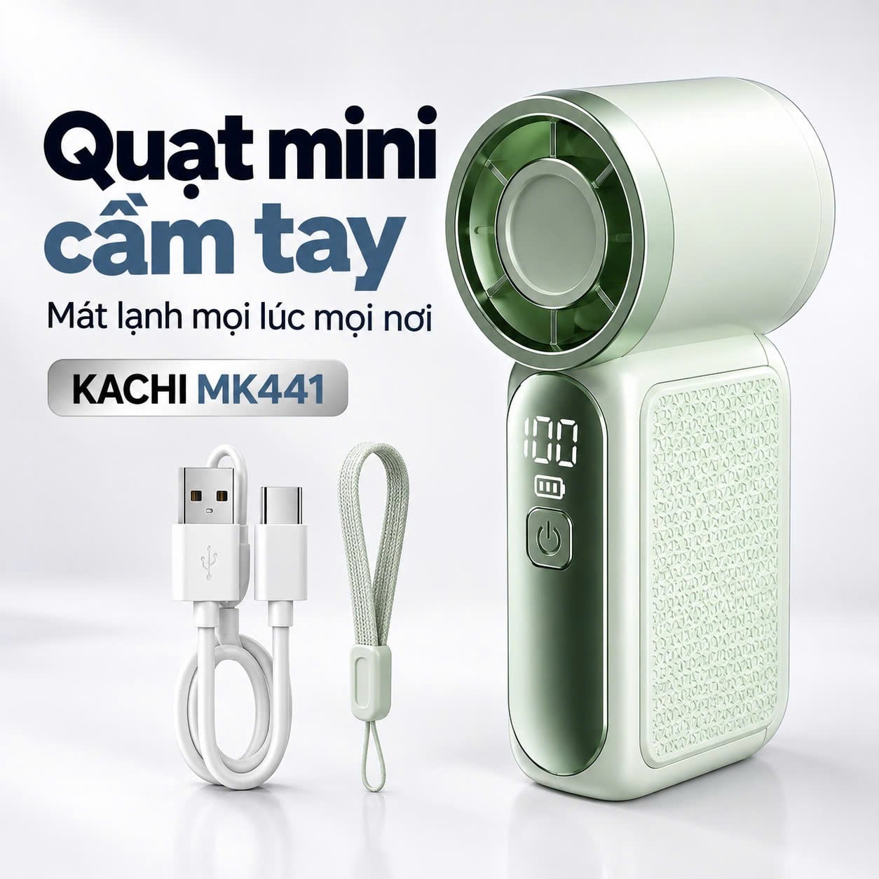Quạt cầm tay Kachi MK441 – Pin 3000mAh, 6 cấp gió