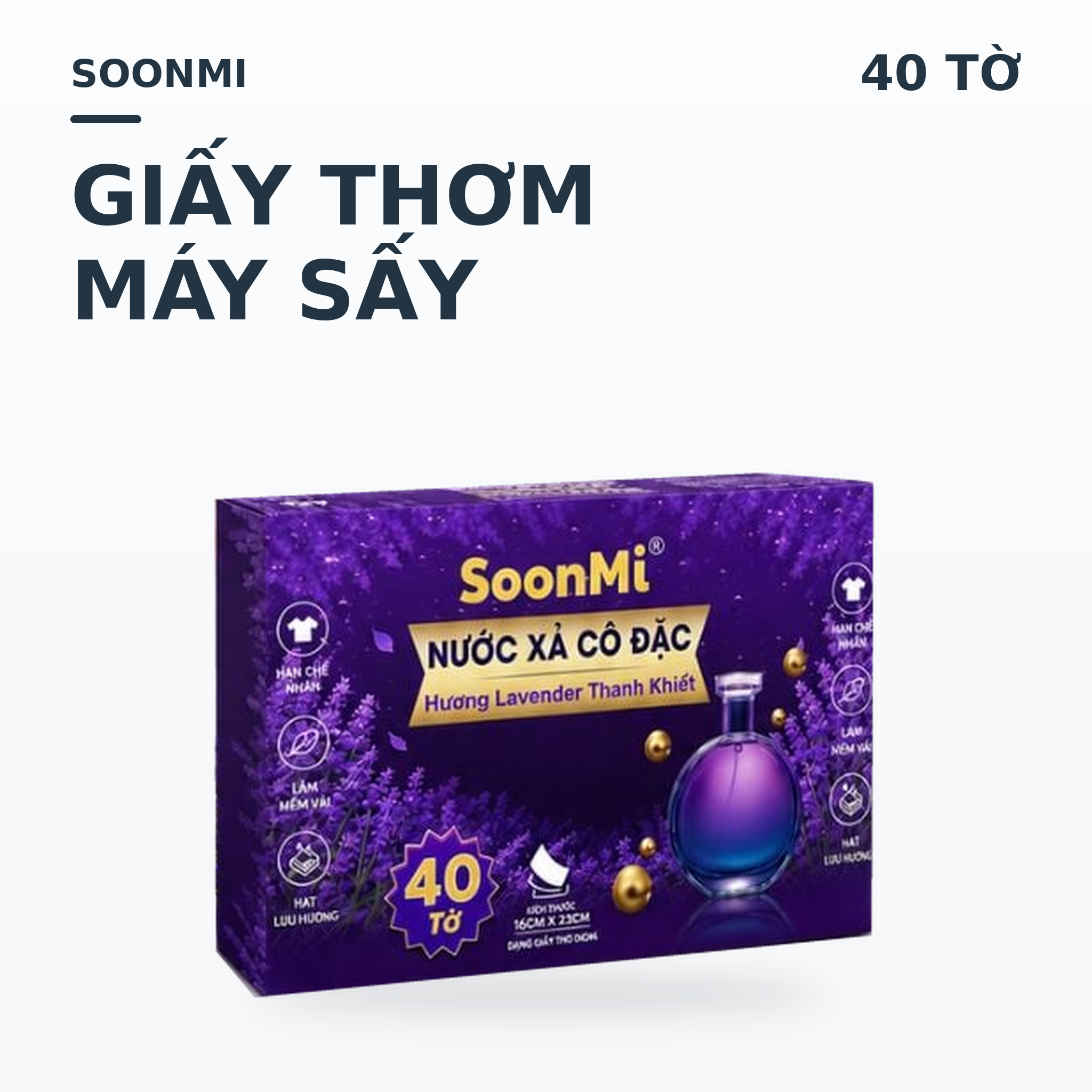 Giấy thơm máy sấy Soonmi Lavender – Hộp 40 tờ