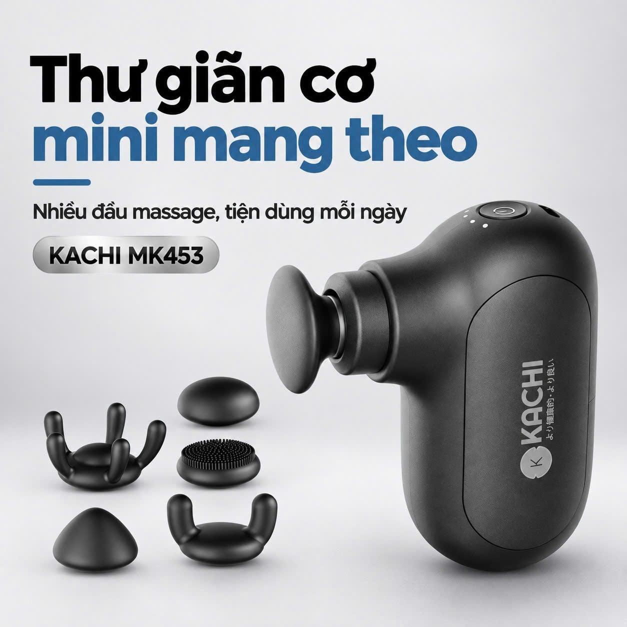 Máy massage mini Kachi MK453 – 4 chế độ, 5 đầu massage