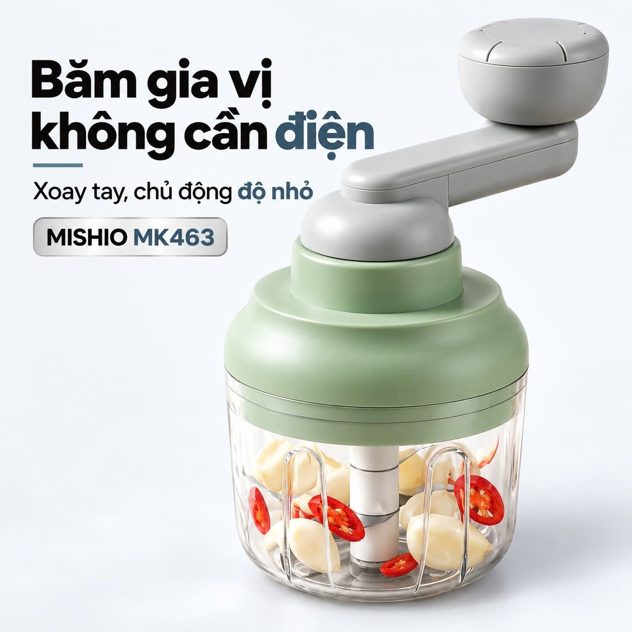Dụng cụ xay tỏi ớt xoay tay Mishio MK463 250ml