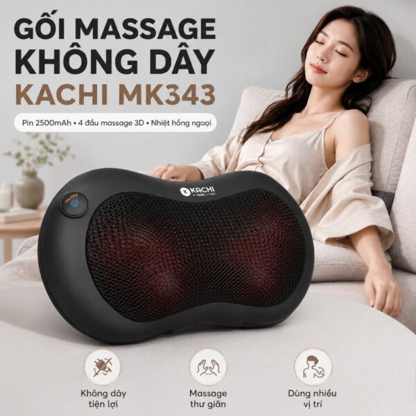 Gối massage không dây Kachi dòng cao cấp MK343 - New