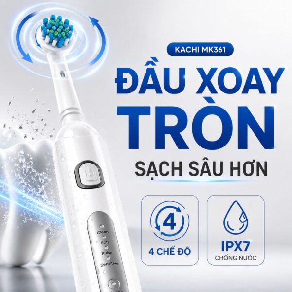 Bàn Chải Điện Đầu Xoay Tròn Kachi MK361