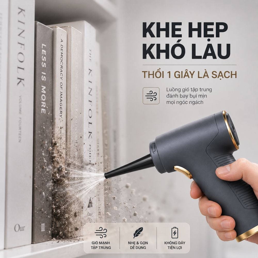Máy Thổi Bụi vệ sinh Không Dây Kachi MK367 kèm phụ kiện hút bụi