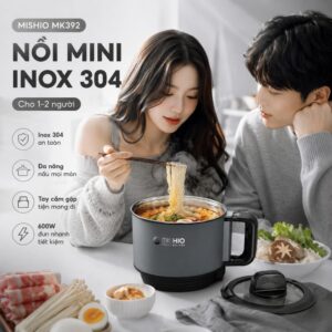 Nồi Lẩu Điện Mini 1.5L Mishio MK392 600W lòng nồi inox 304 không gỉ sét