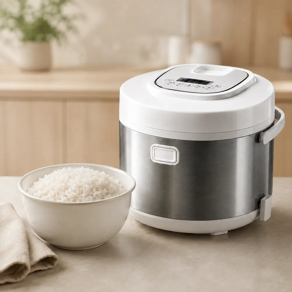 Nồi cơm điện lòng sứ Mishio MK402 trong căn bếp gia đình