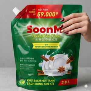Nước rửa chén hương Quế Soonmi túi lớn 4KG - Dung tích 3.8L MK