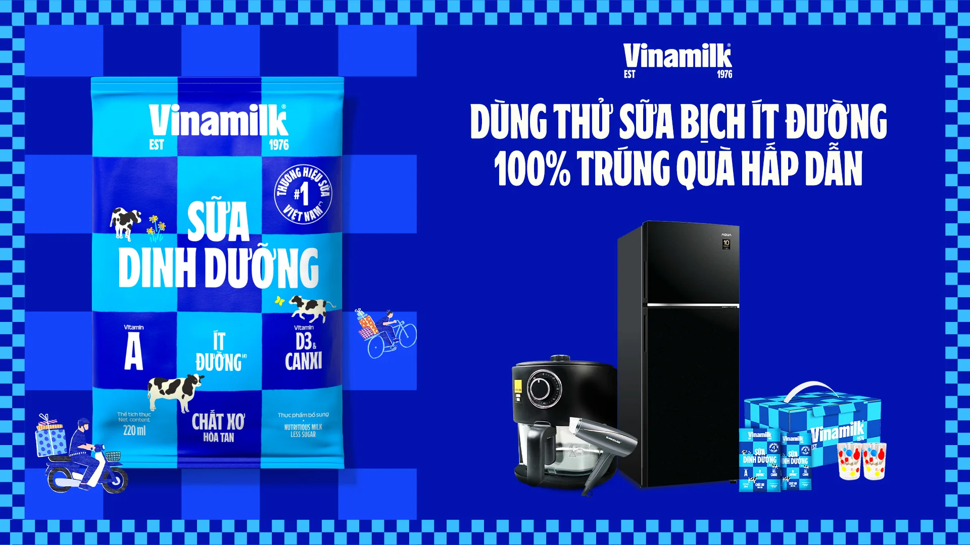 Ấn phẩm chương trình dùng thử Vinamilk Ít đường và quà tặng năm 2023