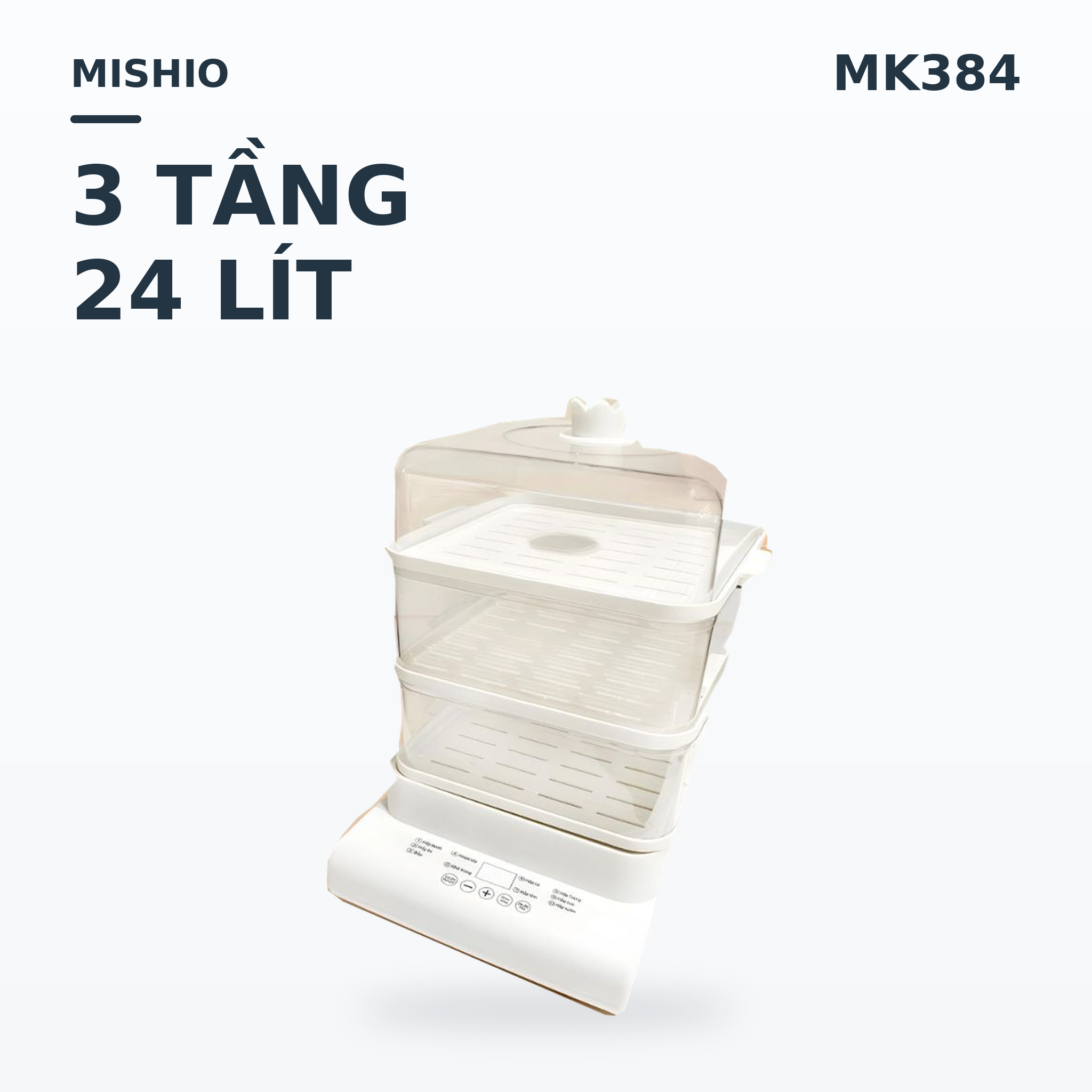 Nồi hấp hơi nước 3 tầng 24L Mishio MK384 800W