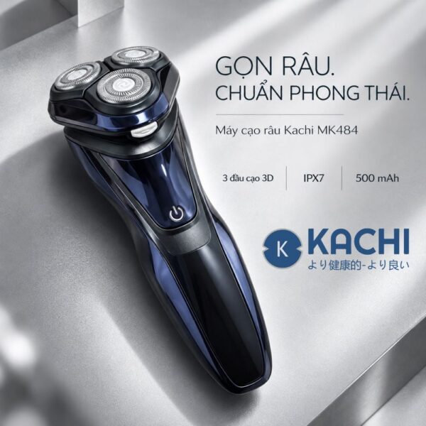 Máy cạo râu Kachi MK484 – 3 đầu cạo linh hoạt 3D, chống nước IPX7