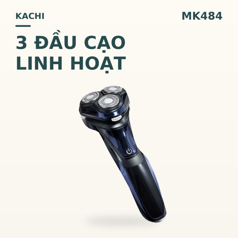 Máy cạo râu Kachi MK484 – 3 đầu cạo linh hoạt 3D, chống nước IPX7