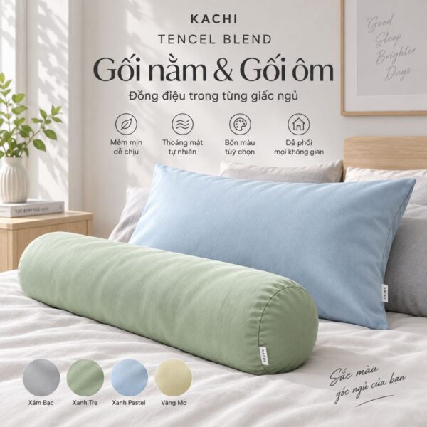 Vỏ gối nằm và vỏ gối ôm Kachi Tencel Blend 50x70cm MK476 MK480 – 4 màu tùy chọn