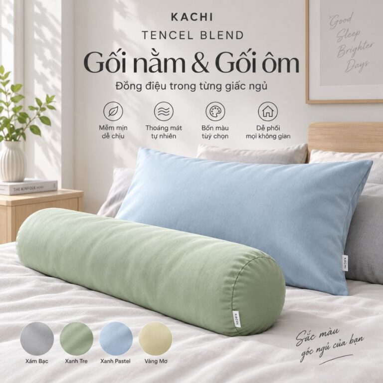 Vỏ gối nằm và vỏ gối ôm Kachi Tencel Blend 50x70cm MK476 MK480 – 4 màu tùy chọn